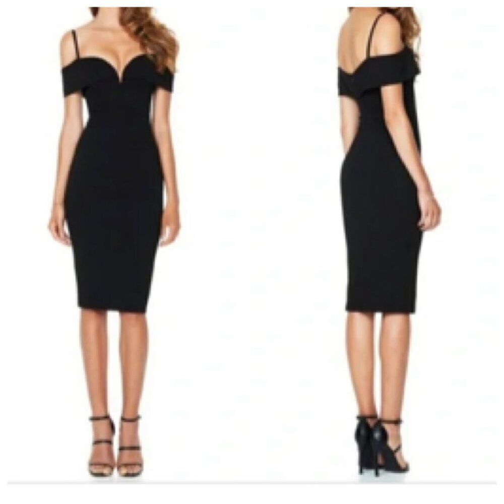 Nookie Pretty Women Midi Bodycon Cocktail Party Dress Xtra Small Black